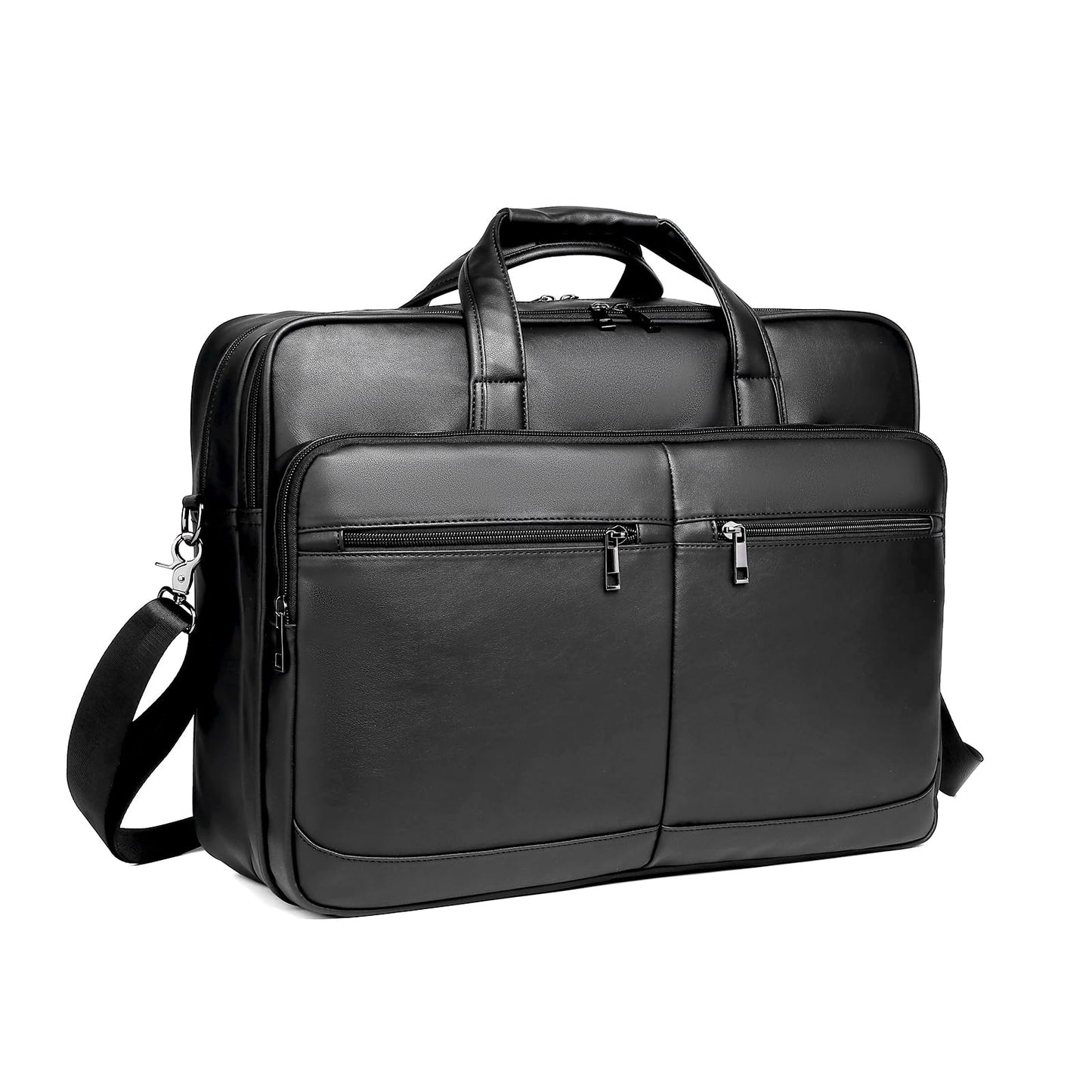 seyfocnia Men’s Leather Messenger Bag, 17.3 Inch Laptop Briefcase Satchel Computer Shoulder Bag Business Handbag-Black