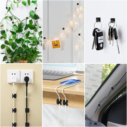 Romeda 100 Pieces Adhesive Cable Clips, Upgrade Wall Clamp Cord Clips Wire Clips for Cords, Charging Cable Management, Clips Wire Holder Wire Management for Ethernet Cables, Under The Table, Cars