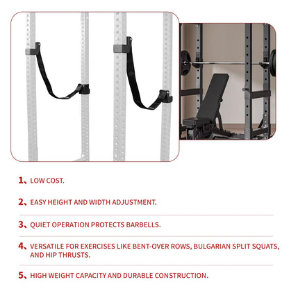 Power Rack Attachments Safety Straps Squat Rack Attachments Fit 3x3 Power Rack for Row Deadlift Bench Press Hip Thrust Chest Press and More (Black, 2"x2" Column,1" Aperture,Straps Length 3.94FT)