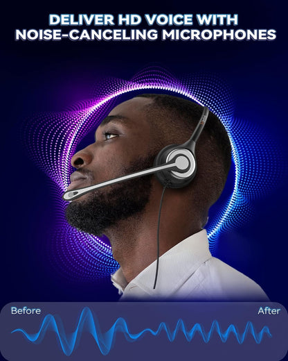 Wantek Corded Telephone Headset Mono w/Noise Canceling Mic for Avaya Aastra Allworx Adtran Alcatel Lucent AltiGen Comdial Digium Gigaset InterTel Mitel Plantronics MiVoice Landline Deskphones(F600S1)