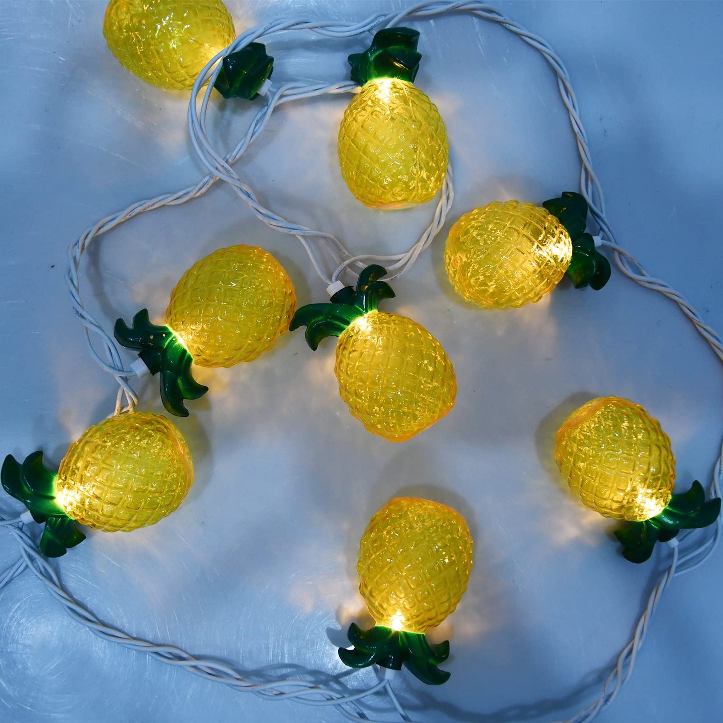 SUNSGNE Pineapple String Lights, Outdoor String Light with 10 Pineapples, Outdoor Indoor Party Lights, Summer Patio String Lights, Pineapple String Mini Incandescent Light, Hawaiian Themed Lights