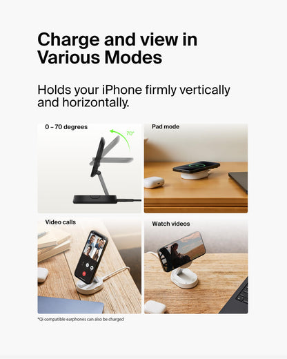 Belkin Magnetic Wireless Charging Pad 15W - MagSafe-Compatible Qi2-Certified Wireless Charging Station, iPhone Charger for Apple iPhone 16, 15, 14 Series, AirPods w/Non-Slip Base - Black (No PSU)