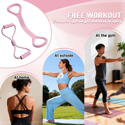 Guyakysk 2 Pack Figure 8 Resistance Bands for Women Men Working Out, Exercise Bands with Handles, Upper Body Workout Equipment for Beginner Arm Back Stretching, Shoulder Rehab, Pilates, Blue