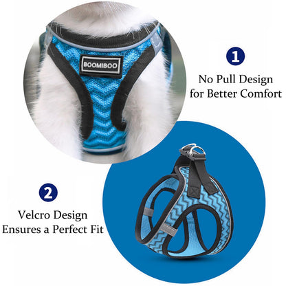 BOOMIBOO Dog Harness with Leash Set, No Pull Adjustable Reflective Step-in Puppy Pet Vest Harnesses for Small Medium Large Dogs and Cats,Pink M