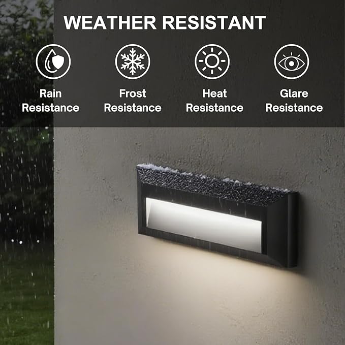 ZONK LED Step Stair Lights 110V-240V, 2W Line Voltage Outdoor Indoor Non-dimmable 4000K Stairway Deck Lights Fixture for House Hallways (6 Pack)