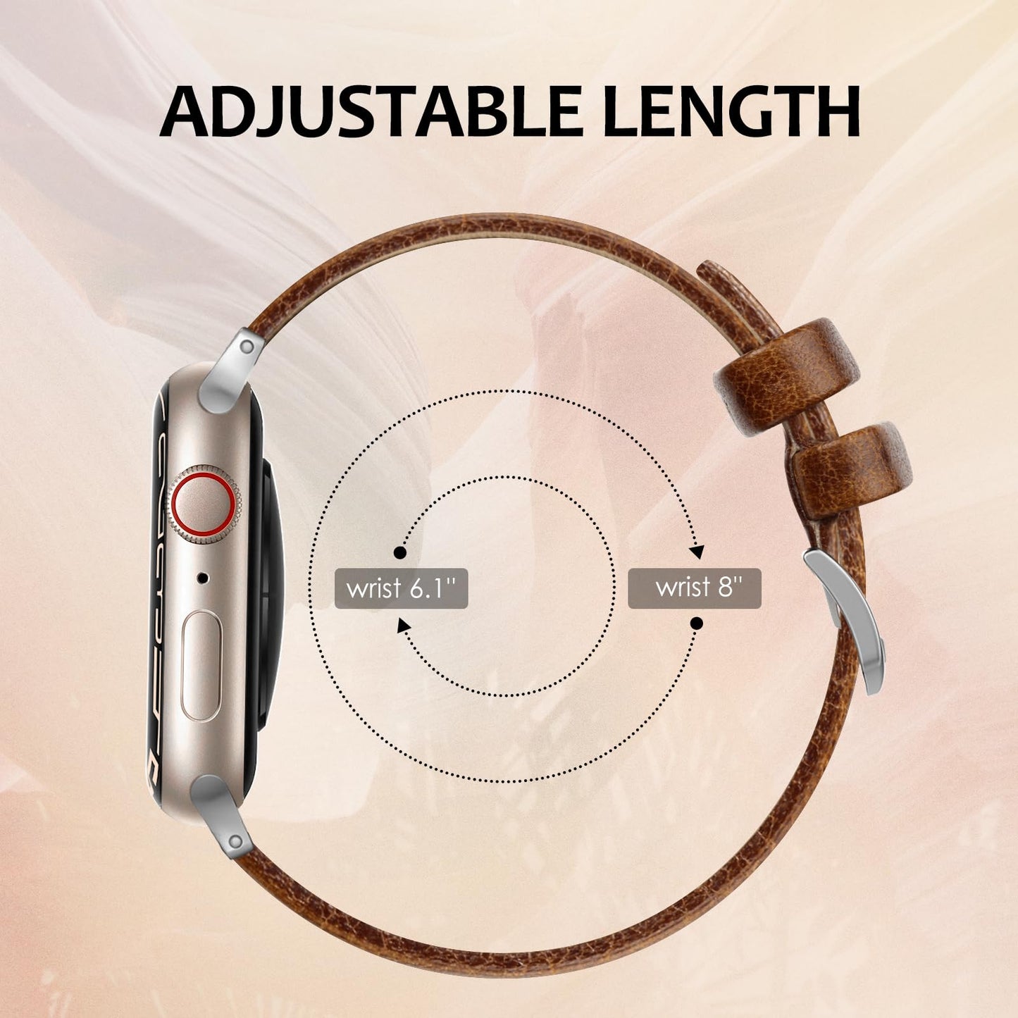 SWEES Leather Band Compatible with Apple Watch Bands 46mm 45mm 44mm 42mm (Series 1/2/3) Men Women, Vintage Genuine Leather Replacement Wristband for iWatch Series 10 9 8 7 6 5 4 3 2 1 SE Brown