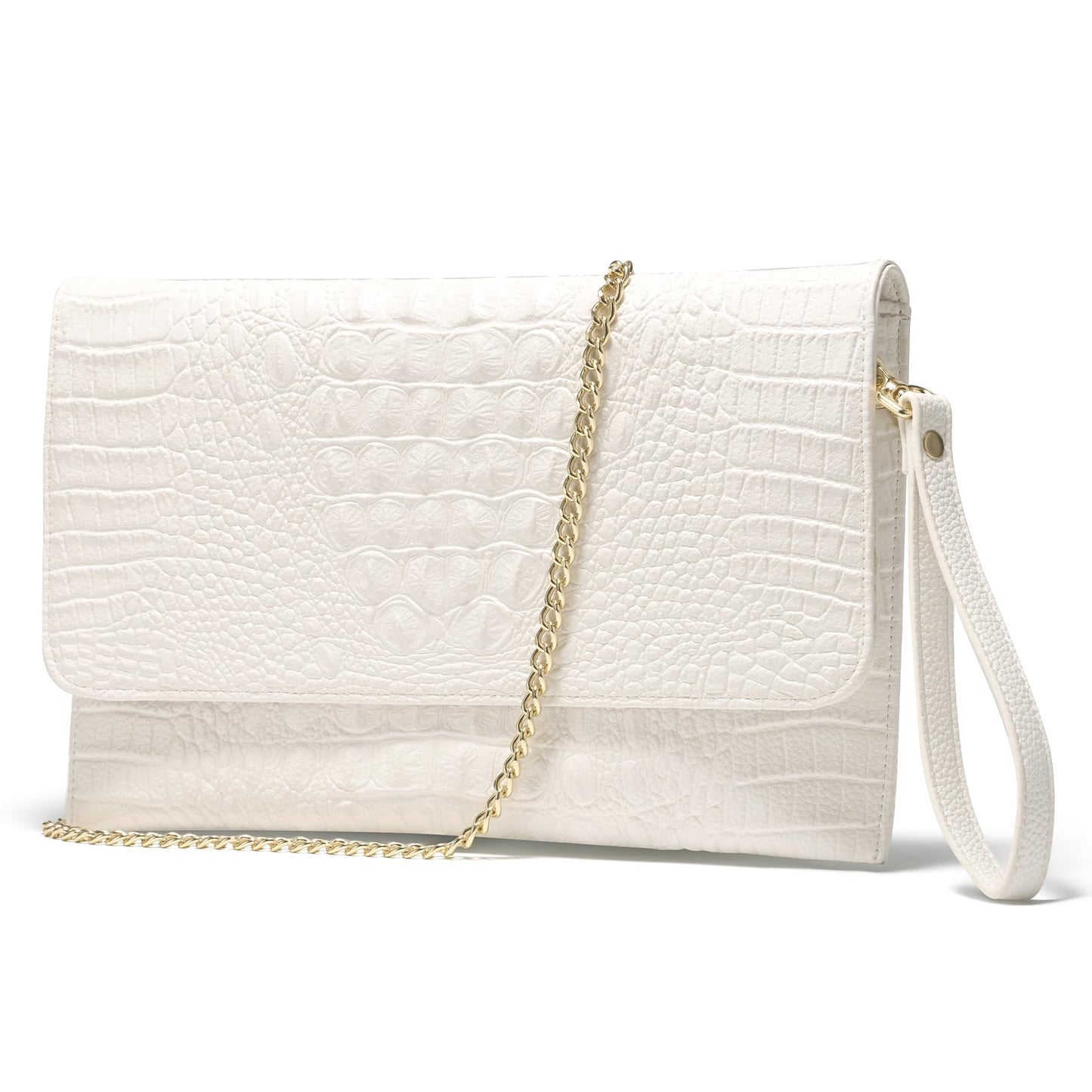 SWEETV CHUNLI Evening Clutch Purses for Women Elegant Wristlet Wallets Crocodile Pattern PU Leather Purse Formal/Wedding