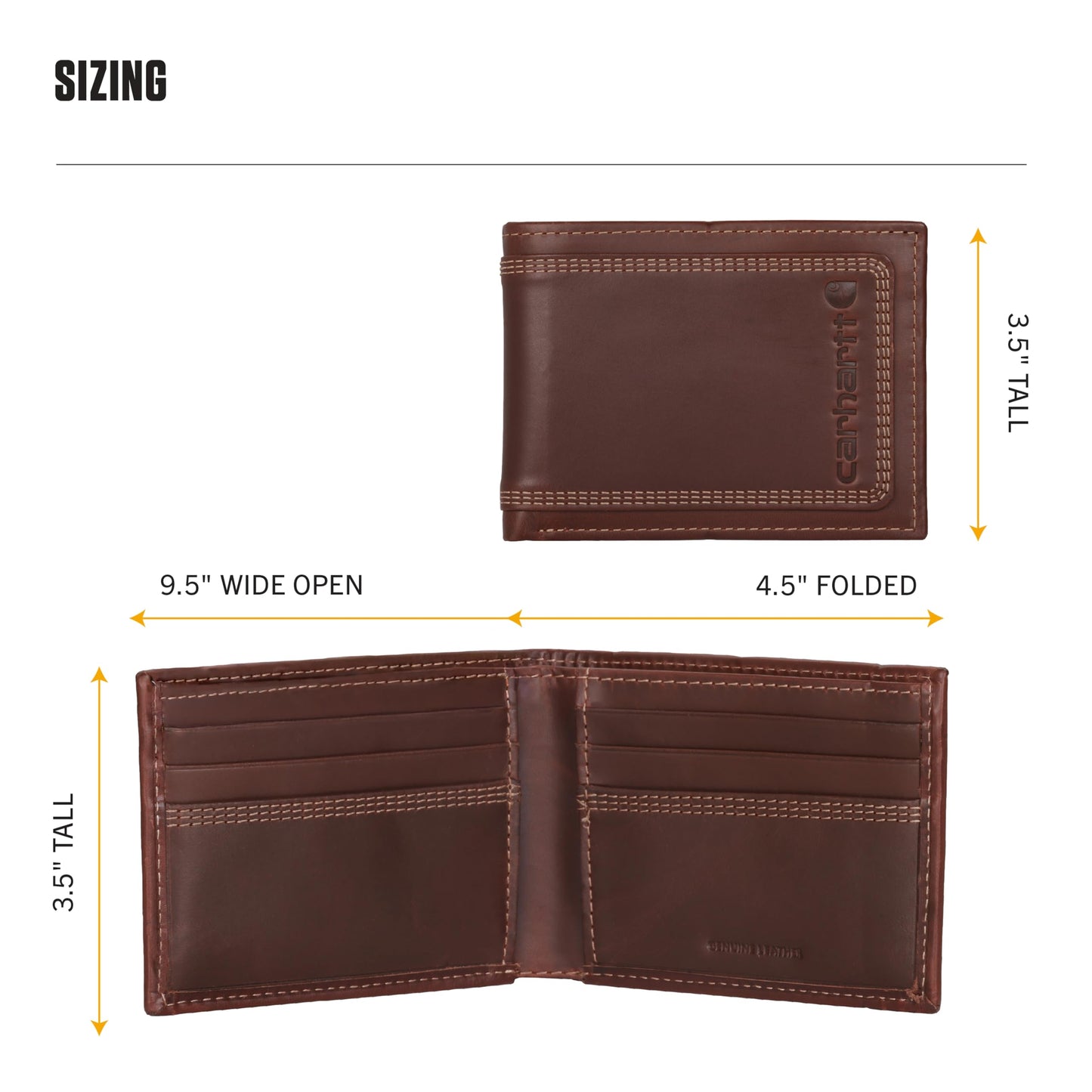 Carhartt Men’s Leather Triple Stitch Wallet, Durable Full-Grain Leather Bifold, Trifold & Rodeo Styles, Gifts for Men