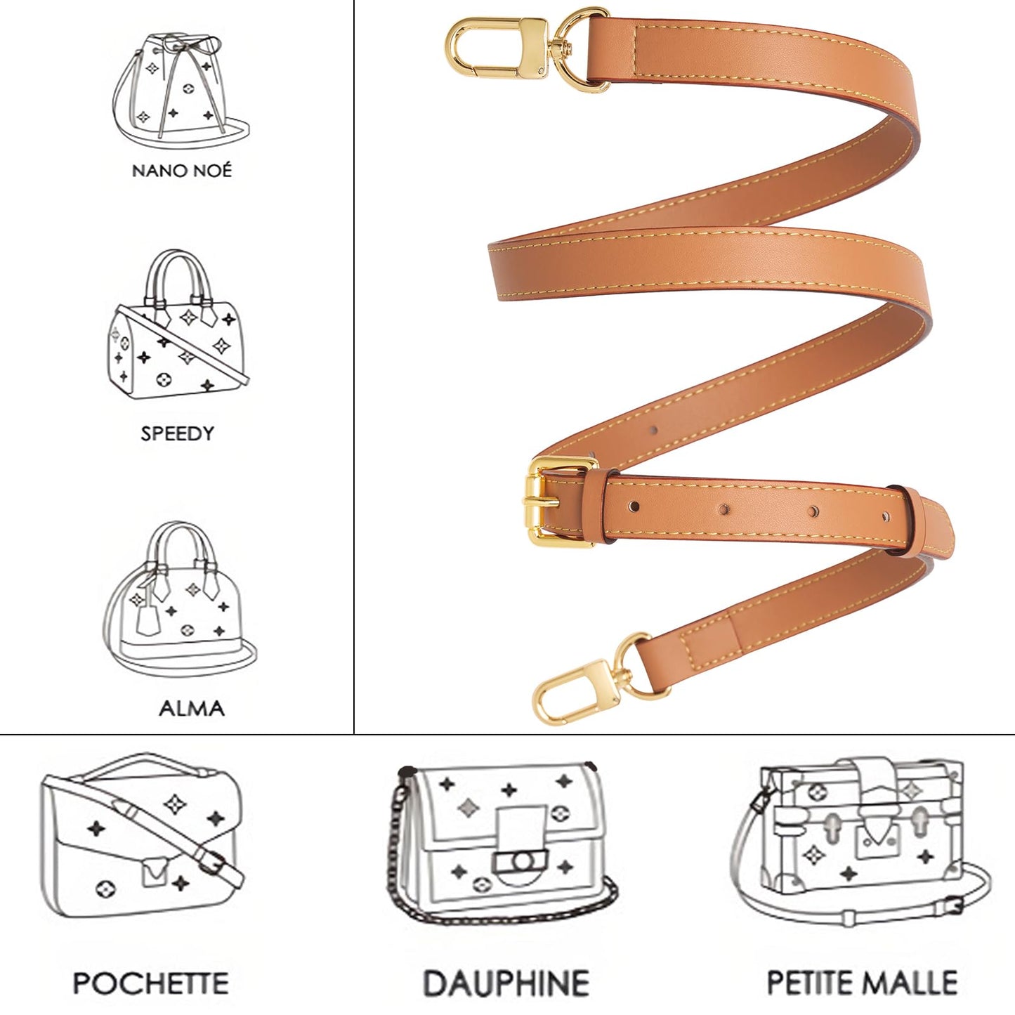 YAZHIMI Vachetta Leather purse strap Genuine Leather Adjustable Replacement Strap for Shoulder Bag Handbag Purse (Honey Pink-leather purse strap)