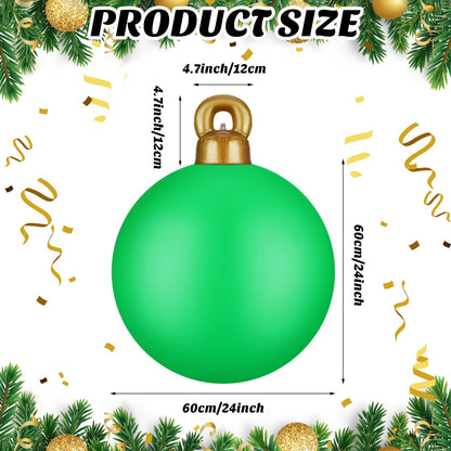 Jetec 4 Pcs Giant Inflatable Christmas Ball Large Xmas Inflatable Ornaments PVC Outdoor Holiday Blow Ball Outside Yard Lawn Porch Decorations (Solid,Red,Green,Blue,Gold)