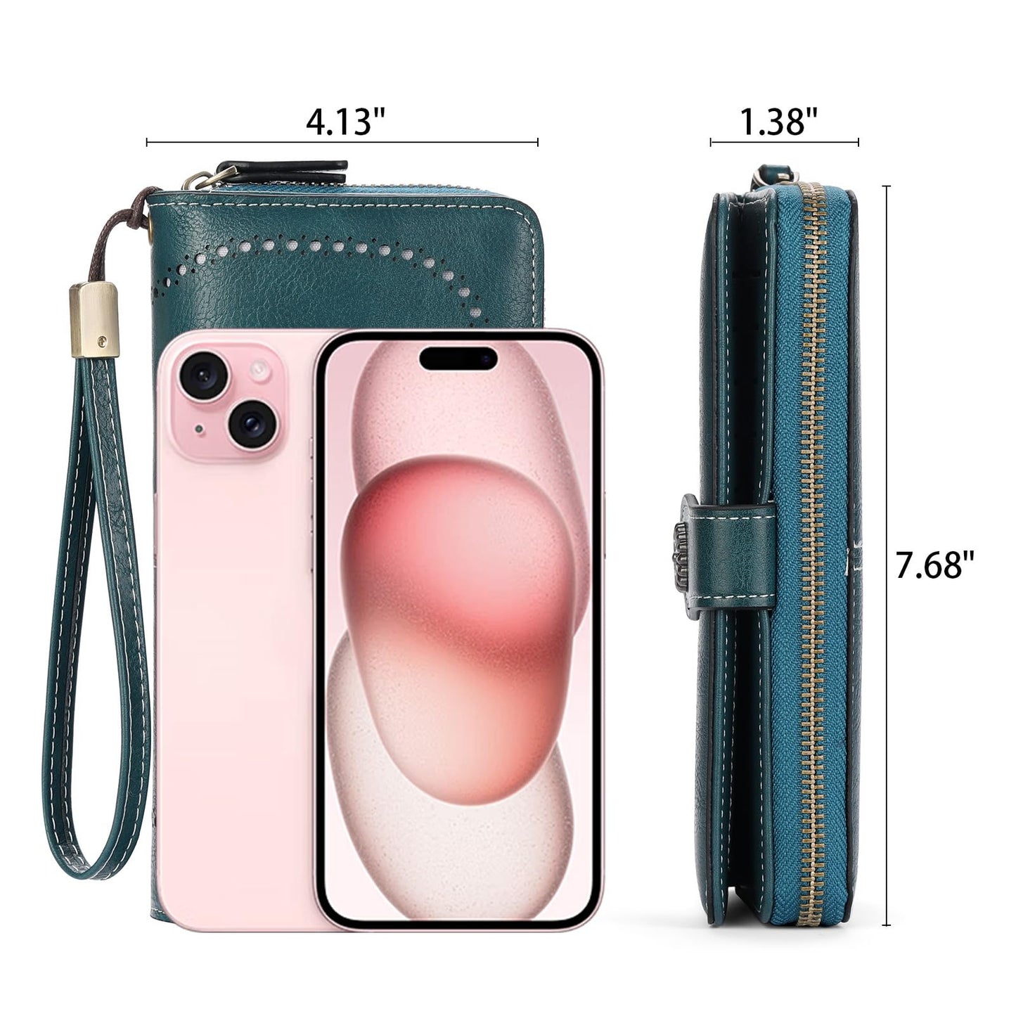BVEOGMRO Wallets for Women Leather Credit Card Holder with RFID Blocking Holder Bifold Wristlet Clutch Wallet