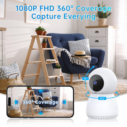 NoahTec Indoor Camera,1080P Pet Camera Baby Monitor,AI Motion Detection, 2-Way Talk, Night Vision, Siren, Compatible with Alexa