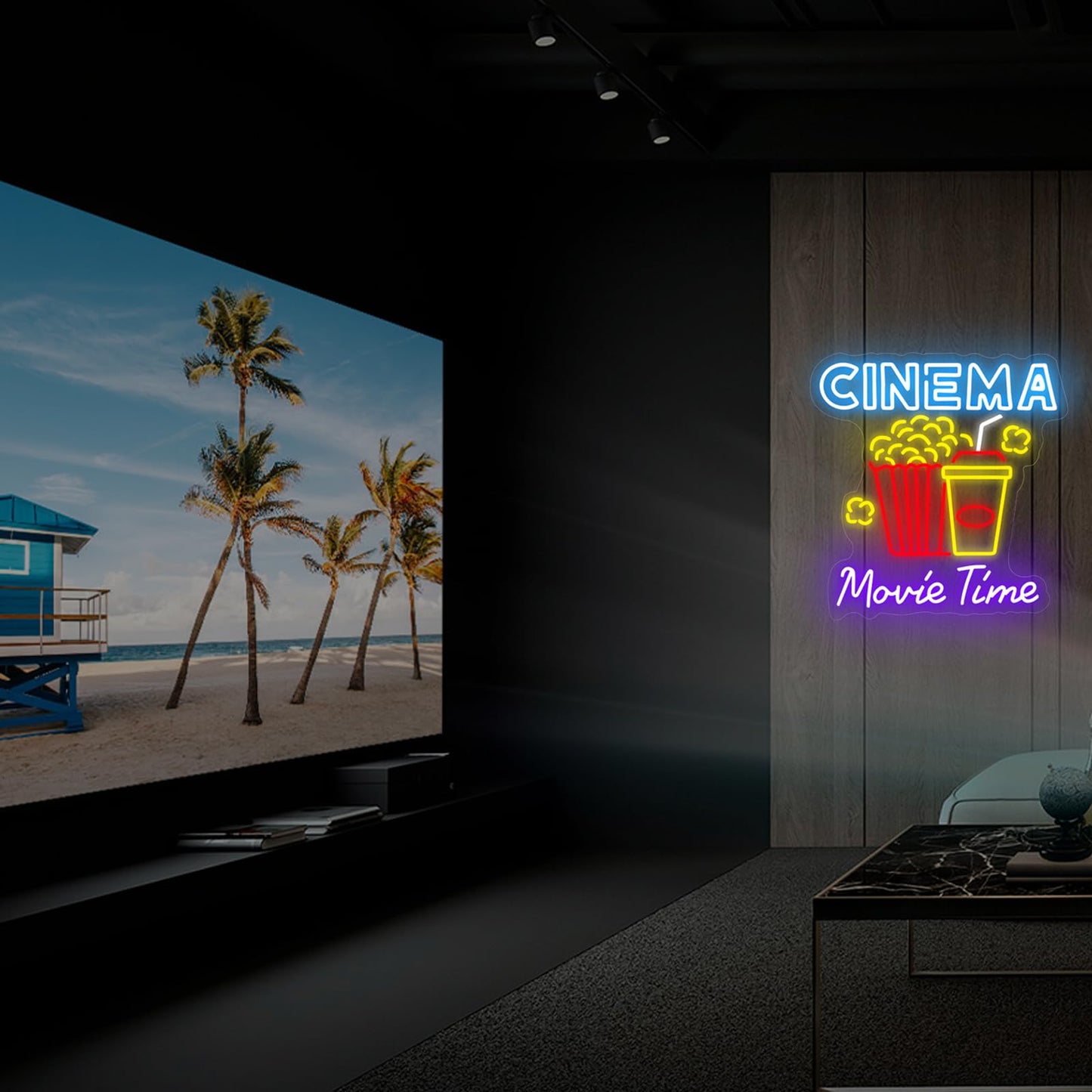 Cinema Movie Time Neon Sign, Movie Theater Led Light, popcorn neon decor, Home Theater Popcorn Led Sign, Home Room Decor Lighting, Snack Bar Decoration Gift, Man Cave Party Birthday