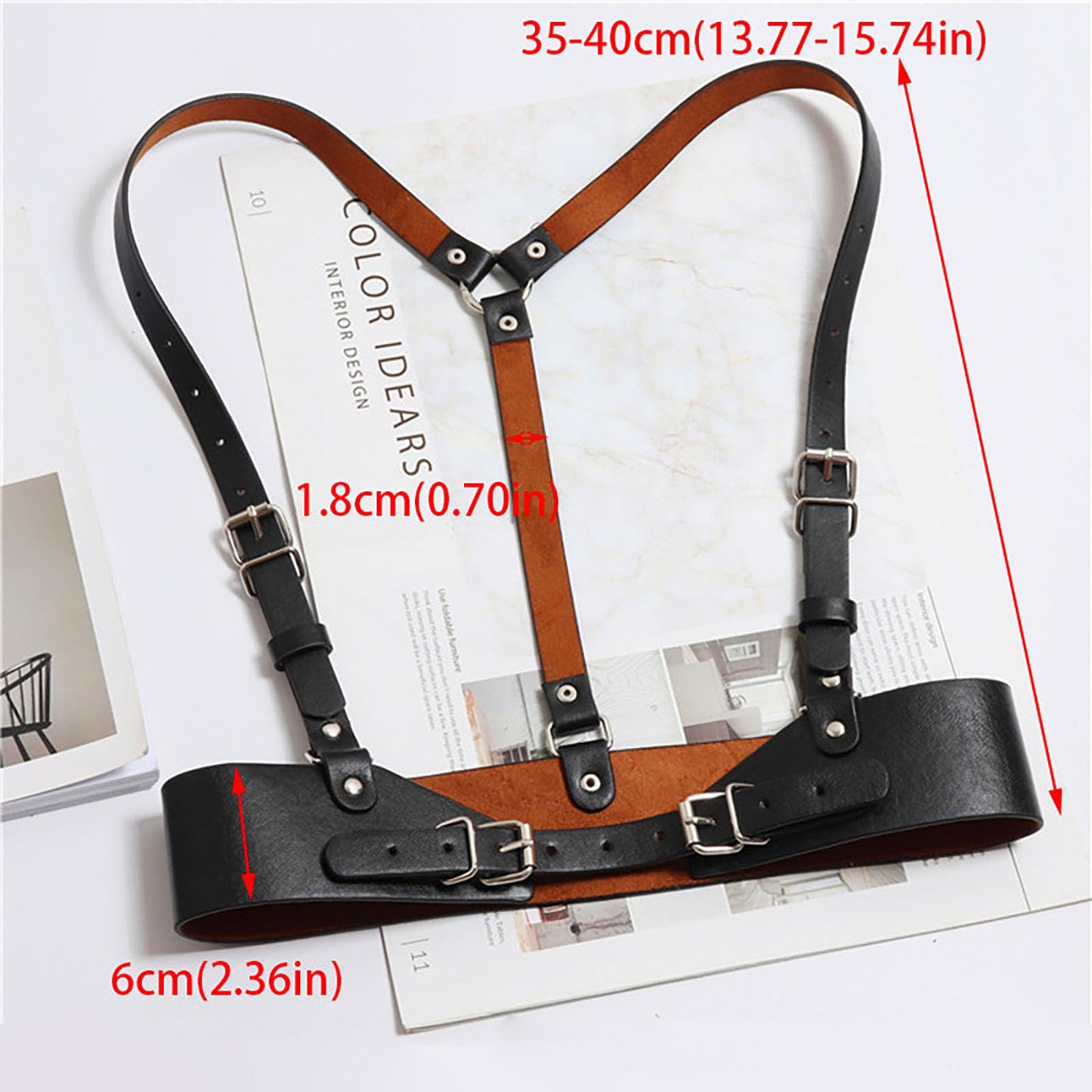 Kutocesy Women PU Leather Harness Belt with Suspenders Adjustable Punk Waist Belt for Shirts Gothic Streetwear Accessory (Brown)