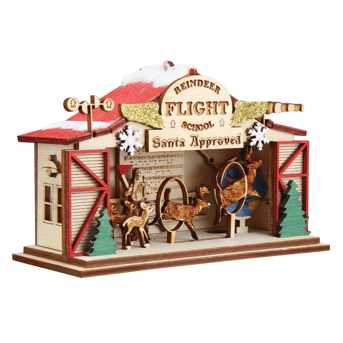 Ginger Cottages Reindeer Flight School Wooden 2020 Unique Christmas Ornament for Christmas Tree