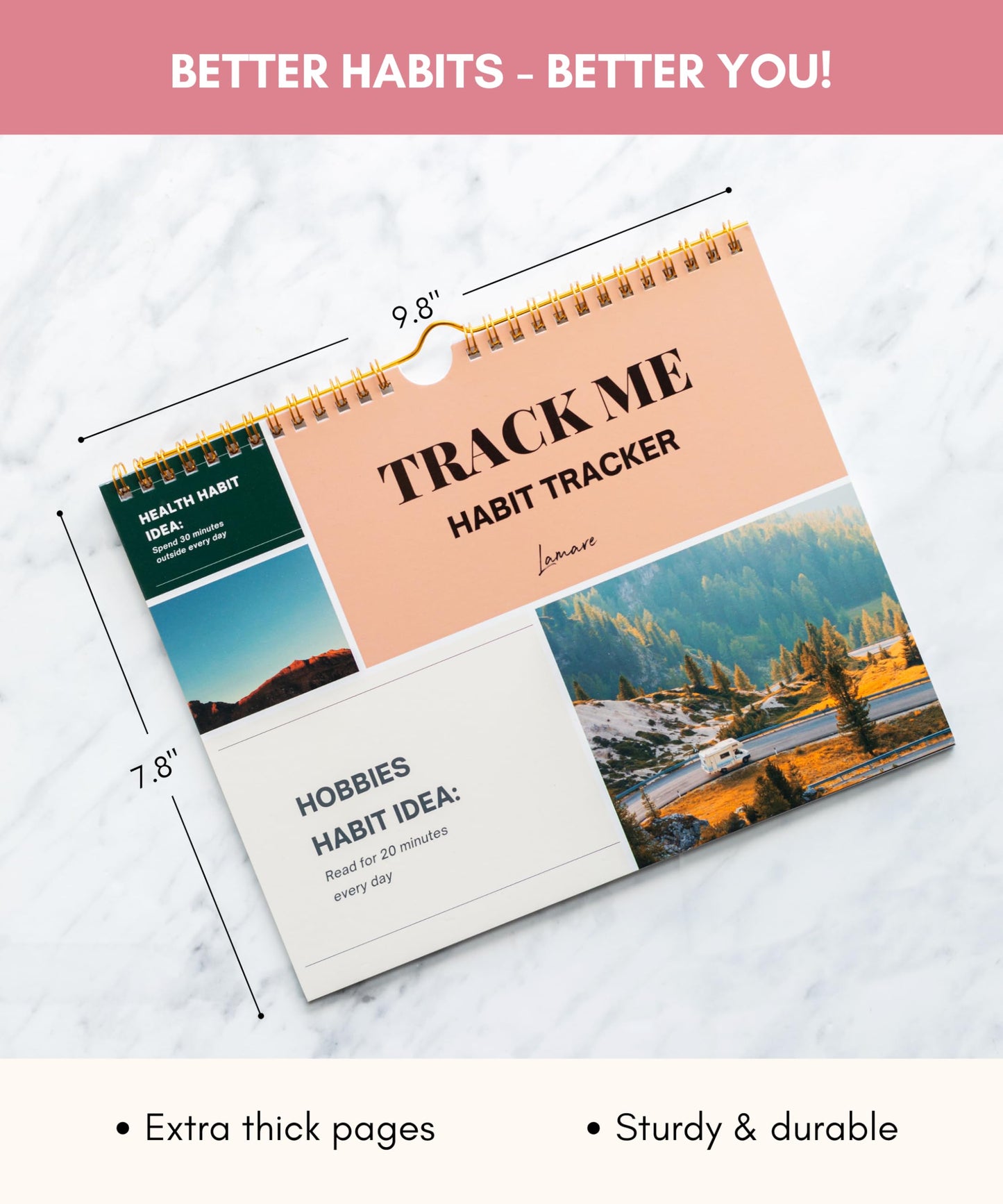 Lamare 2026 Habit Tracker Calendar – Premium Daily Habit Tracker Journal and Goal Board, Workout Motivation & Productivity Tool