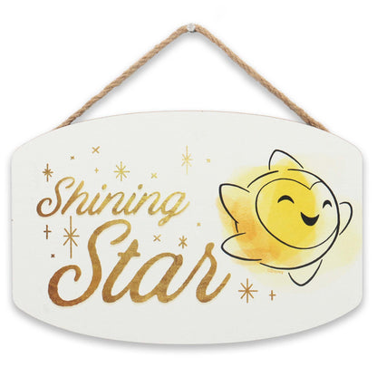 Disney Wish Shining Star Hanging Wood Wall Decor - Adorable Shining Star Sign for Kids' Bedroom or Play Room