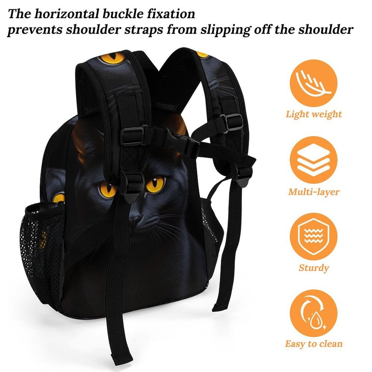 SKHJCY Black Cat Mini Backpack for Women, 13 Inch Lightweight Fashion Daypack, Durable Small Rucksack with Side Pockets, Casual Travel Bag for Teens And Adults