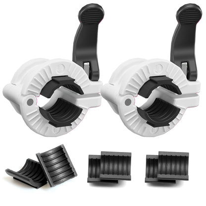 MAXRICH Barbell Clamp 1 inch Multiple Sizes & Adjustable Weight Clips for Barbell Quick Release Barbell Clips|Barbell Collar Bar Locks for Weight Lifting (White)