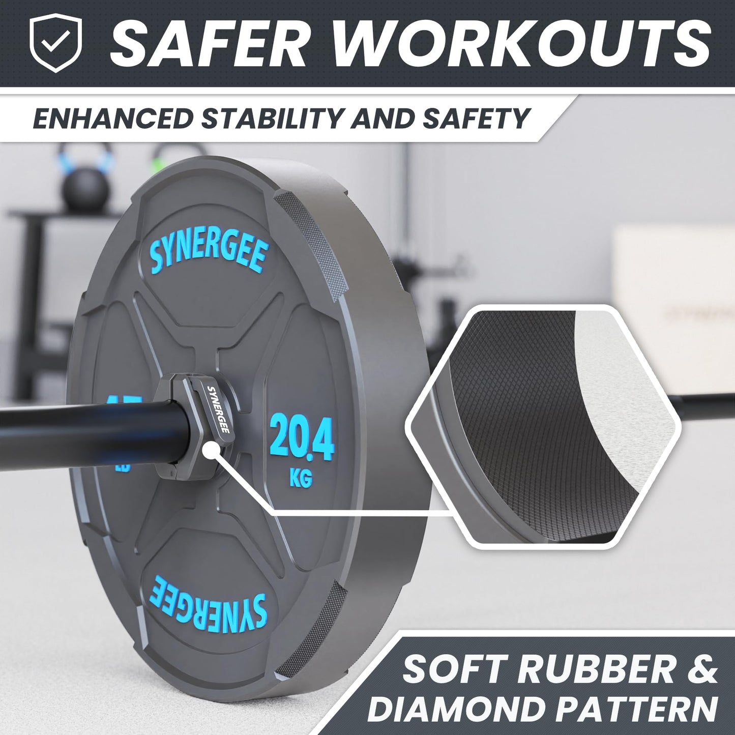 Synergee Black Magnetic Barbell Collars Locking 2" Weight Clamps