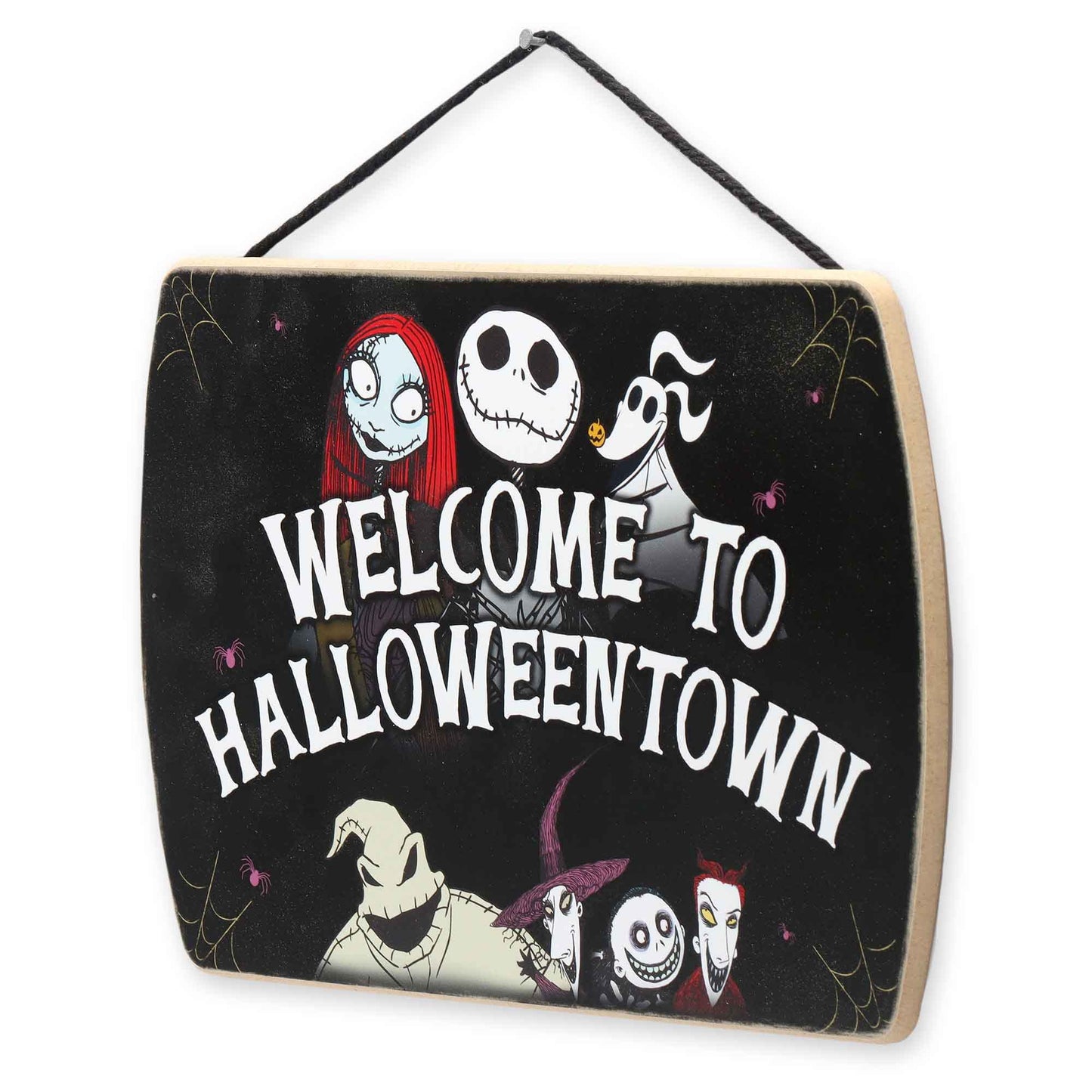 Disney The Nightmare Before Christmas Welcome to Halloween Town Hanging Wood Wall Decor - Fun Halloween Sign for Home