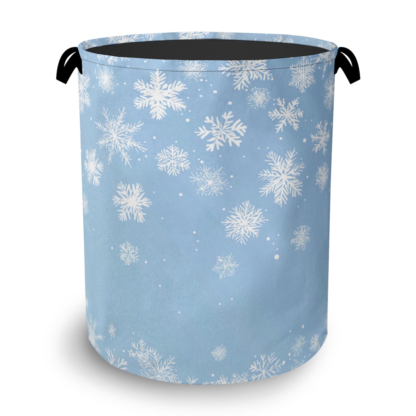 Snowflakes Christmas Laundry Basket,Oxford Cloth Laundry Hamper with Handle Foldable Portable Clothes Storage Basket for Bathroom Bedroom Dorm Room 16" x 20.8"