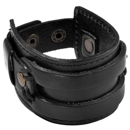 Zysta Punk Gothic Mens Genuine Leather 7.5"-8.3" Unisex Cool Wristband Cuff Bracelet Wide Bangle Rock Cosplay Costumes Black, Brown