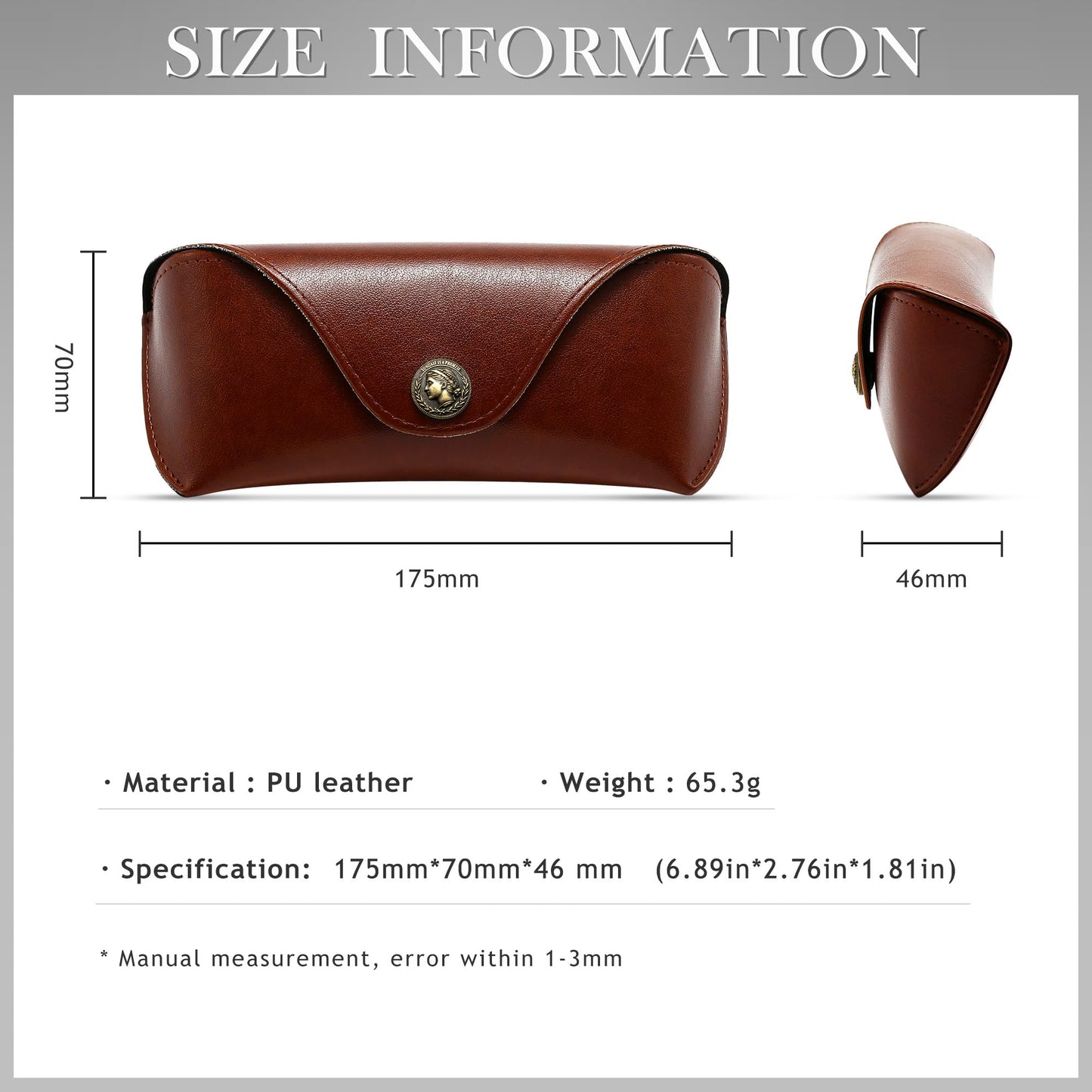 SUNGAIT Vegan Leather Glasses Case Portable Sunglasses Holder Hard Shell Slim Design Travel-Ready SGTCASE-ZS