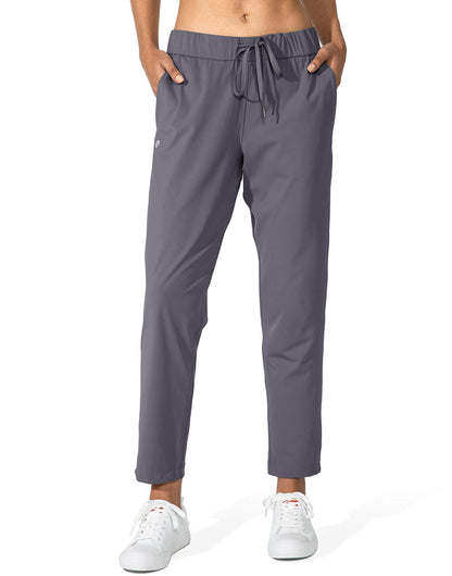 G Gradual Women's Pants with Deep Pockets 7/8 Stretch Sweatpants for Women Athletic, Golf, Lounge, Work (Grey, Small)