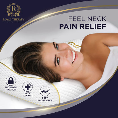 Royal Therapy Travel Memory Foam Pillow, Camping, Cervical for Pain, Contour Pillow, Shoulder Pain, Neck Pain Pillow