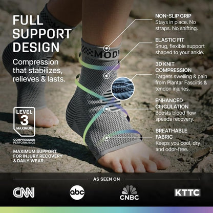 Modvel Ankle Brace Compression Sleeve - Foot & Ankle Support Socks for Sprains, Tendonitis & Arthritis | Unisex Design