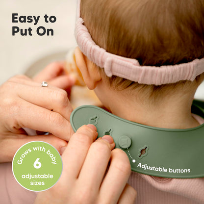 KeaBabies 2-Pack Silicone Baby Bibs for Eating - Sturdy Food-Grade Silicone Bibs for Babies Girl, Boy, Large Food Catcher, Clean & Put On Easily, Waterproof Toddler Feeding Essentials (Slate)