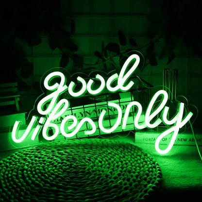 JFLLamp Good Vibes Only Neon Signs for Wall Decor Neon Lights Led Signs Suitable for Living Beer Bar Game Room Hotel Birthday Party Restaurant Christmas Unique Gift for Lover, 16.5 * 10 Inch(Blue)