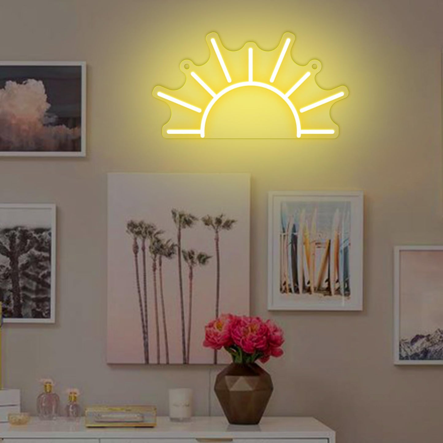 Attivolife Sunrise Neon Sign for Wall Decor, Sunset Night Light with Dimmable, Light up Sun LED Acrylic Bedroom Home Lamp, Best Gifts for Birthday Party Christmas Wedding Bar Aesthetic(Golden Yellow)