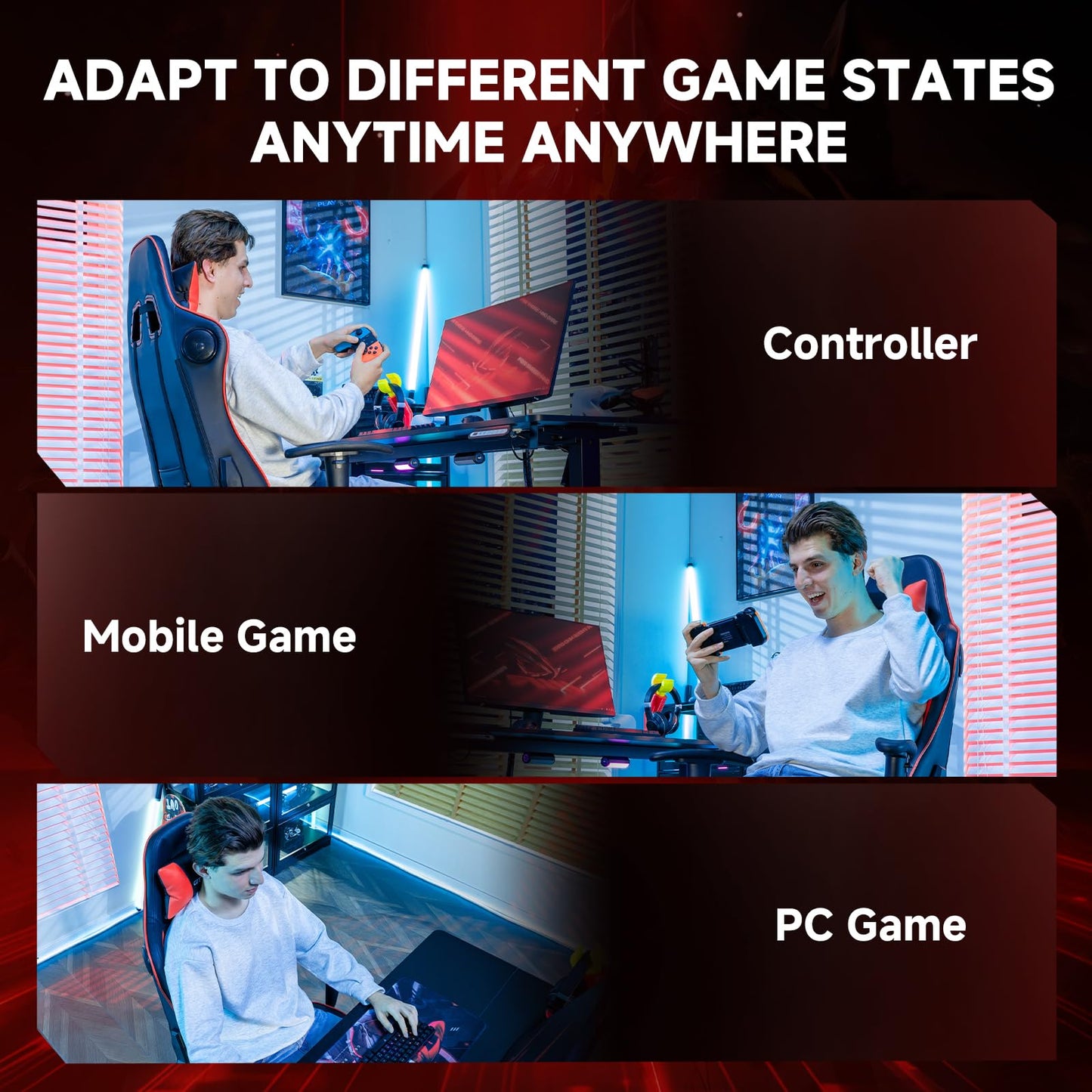GTPLAYER Gaming Chair with Bluetooth Speakers, Adjustable Backrest and Height, 3D Armrests, Footrest, Ergonomic Computer Chair for Gamers (Brick Red)