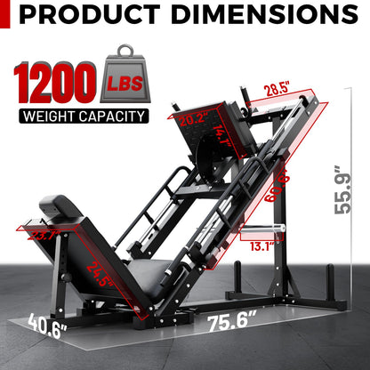 RitFit Leg Press Hack Squat Machine, Professional Adjustable Leg Press Machine for Home Gym with Linear Bearing, Full Lower Body Workout with Weight Storage (Black,with 35lb Rubber Weight Plates)