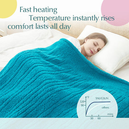 Heated Throw Blanket Double Sided Sherpa, Soft Heating Electric Blanket for Bed, Automatic Safety System, 6 Heating Levels & 4 Hours Auto-Off, 50"x60" Arctic Grey