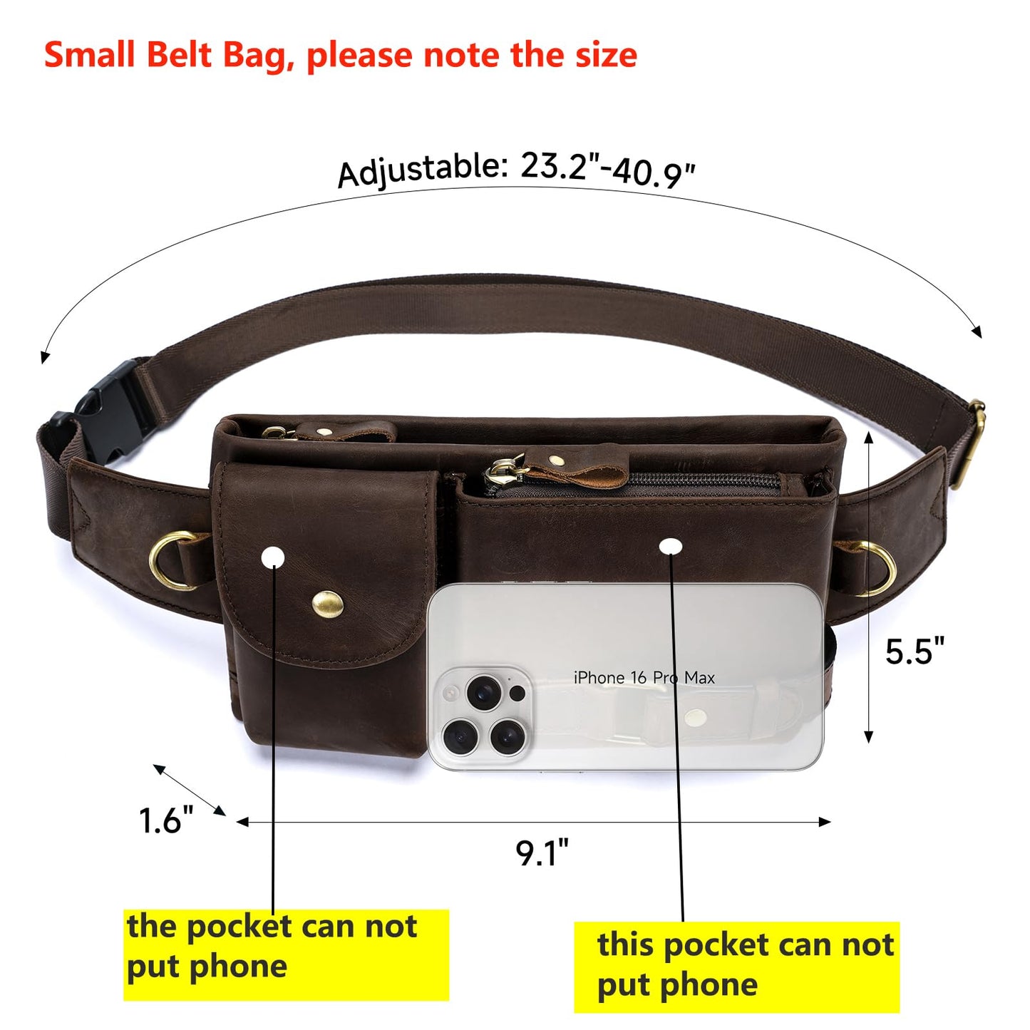 NIUCUNZH Genuine Leather Fanny Pack for Men Small Belt Bag Women Slim Waist Purses Sling Crossbody Bags for Running Hiking Travel