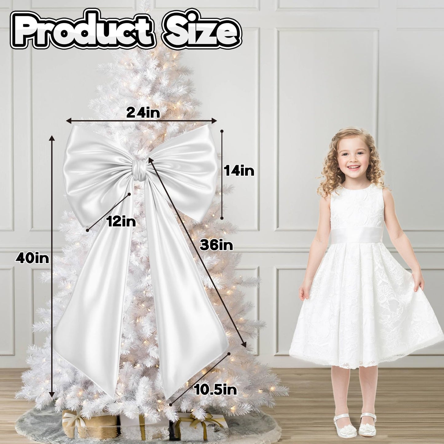 Froova Huge Bow Decor Big White Large Coquette Bow for Backdrop Wedding Bride Birthday Decorations for Girls Women, Giant Satin Ribbon Tie Hanging Gift Coquette Wall Decor (Internal Stability Layer)