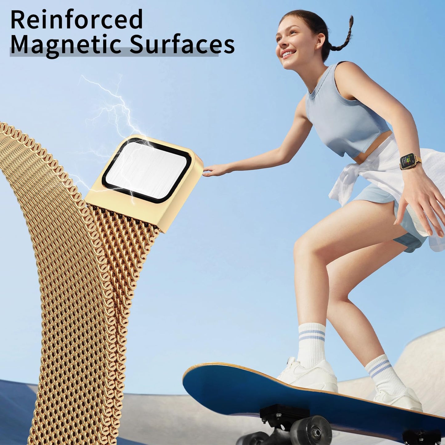 MARGE PLUS Slim Milanese Loop Compatible with Apple Watch Band for women 41mm 40mm 38mm 42mm 46mm 45mm 44mm, Stainless Steel Magnetic Mesh Strap work on iWatch Series 11 10 9 8 7 6 5 4 3 & SE 3 2 1