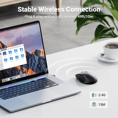 UGREEN Wireless Mouse 2.4G with USB Receiver, 5-Level 4000 DPI 6 Buttons,18 Months Battery Life Cordless Mouse, Ergonomic Computer Mice for Laptop, Computer, PC, MacBook, Chromebook Black