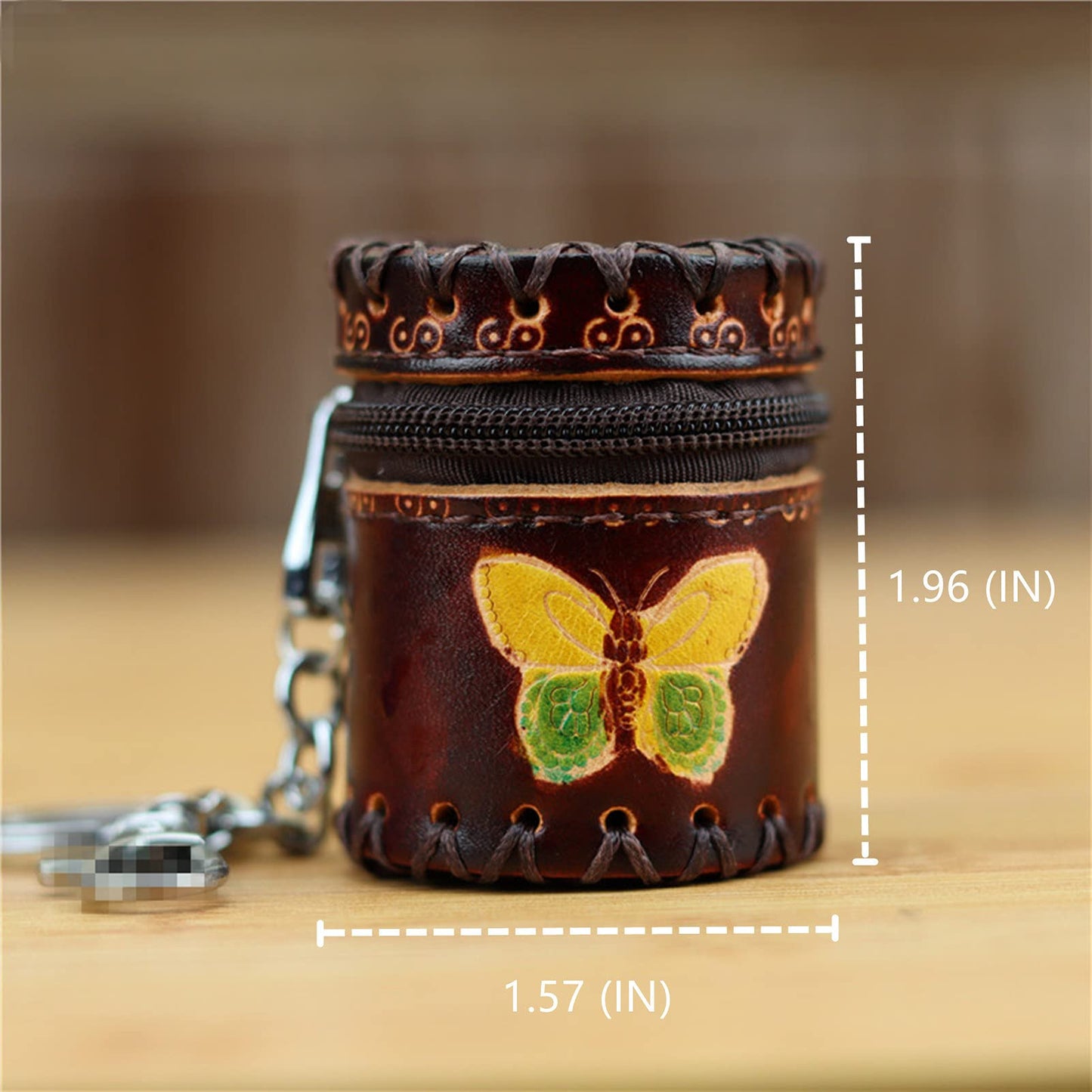 Fanyixuan Handmade mini leather bucket bag pendant jewelry box jewelry classification storage box change storage bag personalized bag pendant(brown)