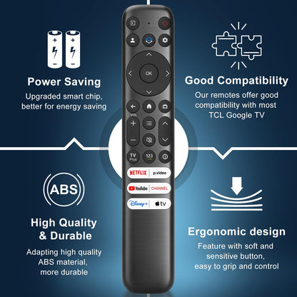 Voice Remote Only for TCL-Google-TV-Remote-Control Replacement,RC813 Remote Compatible with TCL 4k QLED/UHD/QD-Mini LED Series Smart TVs(Not for Fi & Roku TVs)