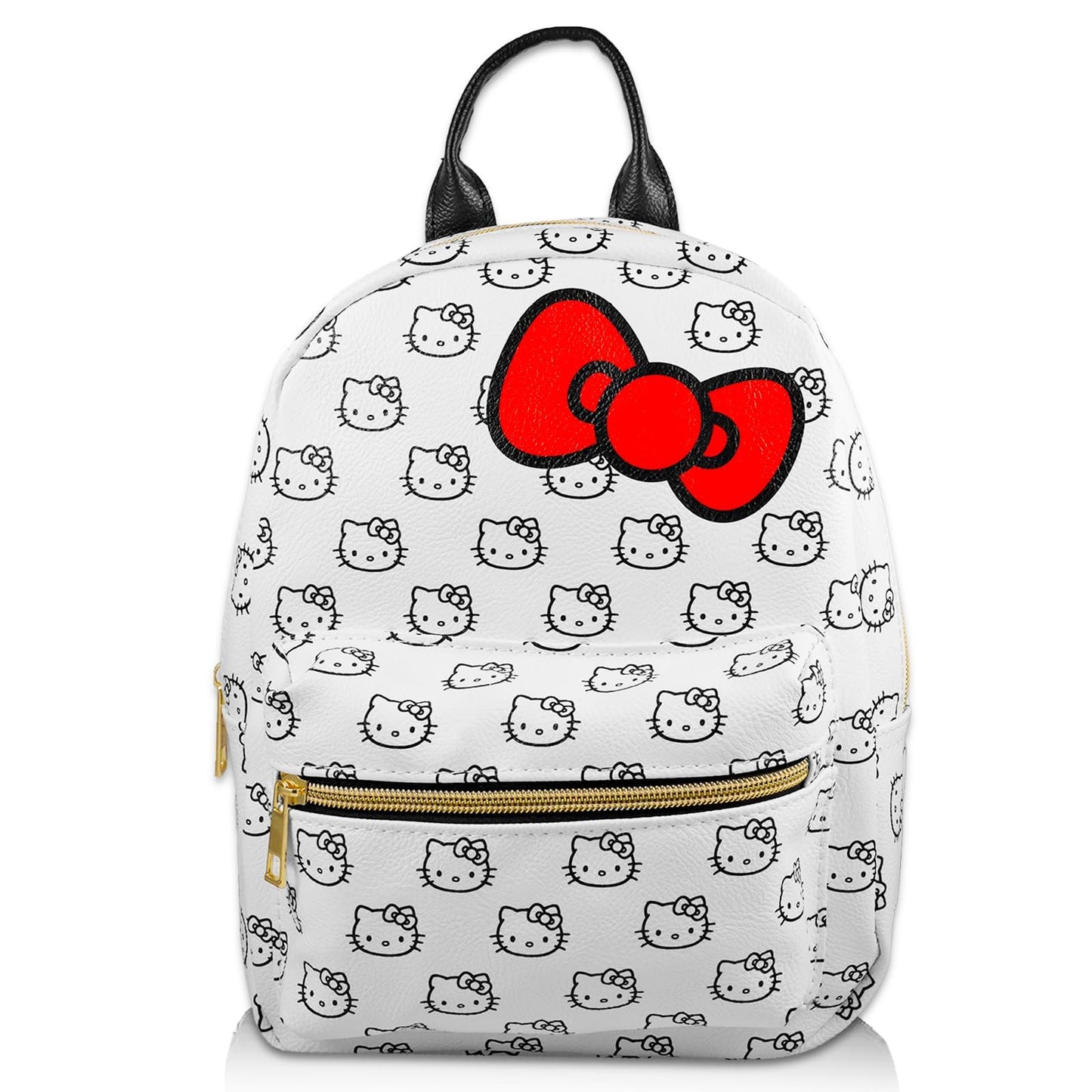 Hello Kitty Backpack Purse for Women Set - 10" Backpack with Front Pocket for Teens Plus Button | Hello Kitty Mini Backpack Bundle