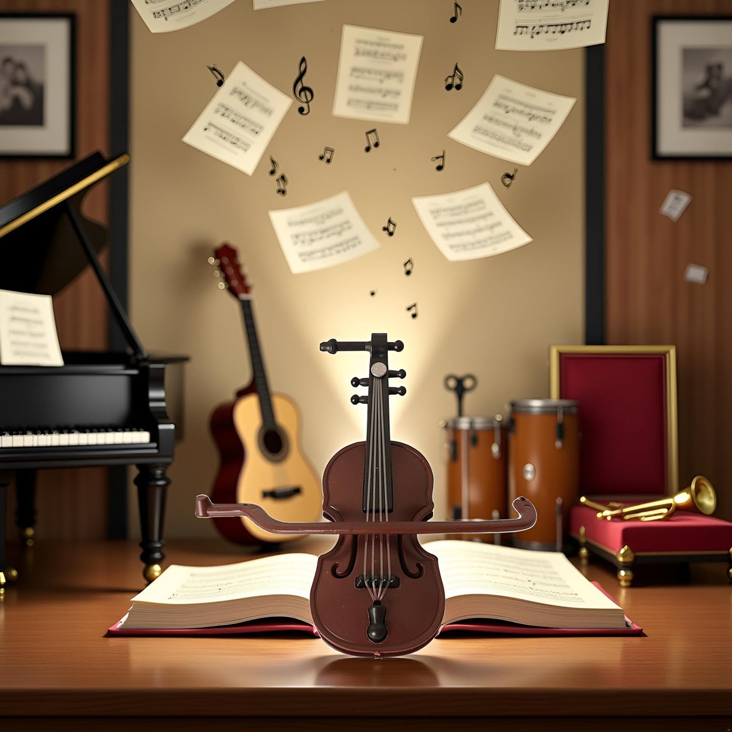 Fansoftiks Miniature Violin Ornament, Bow and Case - Perfect Mini Musical Instrument for Cell Phone Case Decoration House Decoration and Collectors Dollhouse