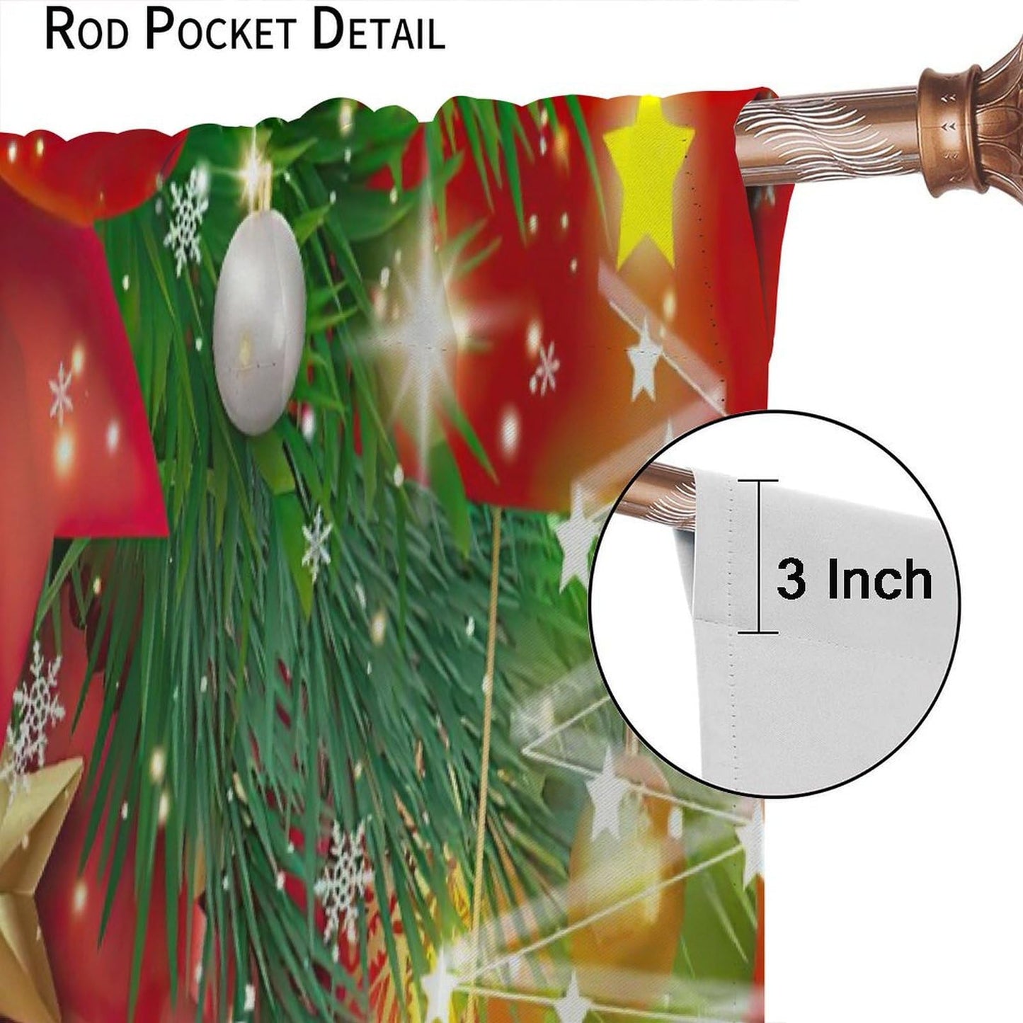 ICMOLYYENLO Christmas Blackout Curtains Merry Christmas Balloon Tree Snowflake Santa Claus Gift Pattern Printed Curtains Suitable for Bedroom Living Room Decoration 42x45 Inches