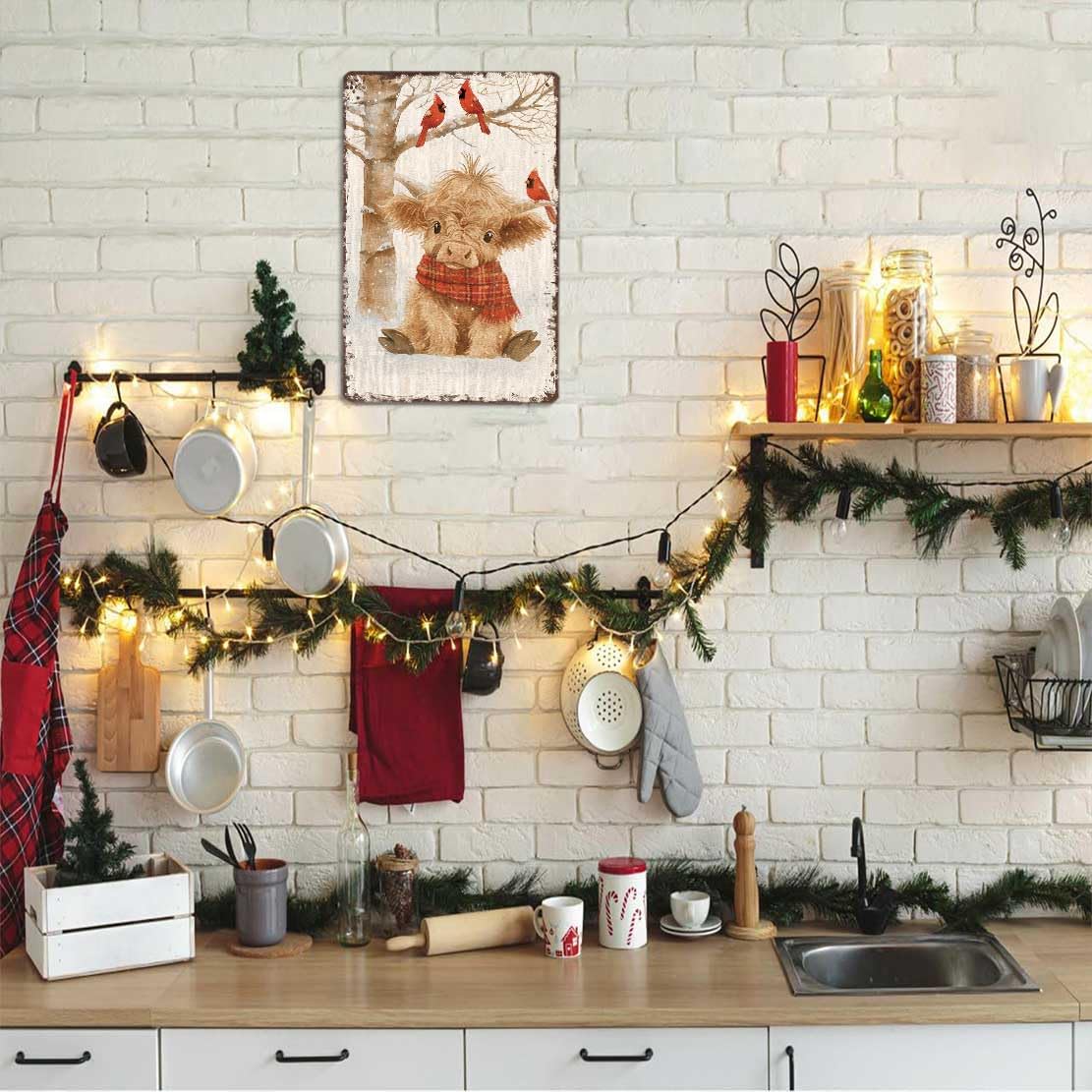 Vintage Christmas Metal Sign 8X12inch-Enhances Holiday Spirit in Home Bar Cafe Restaurant