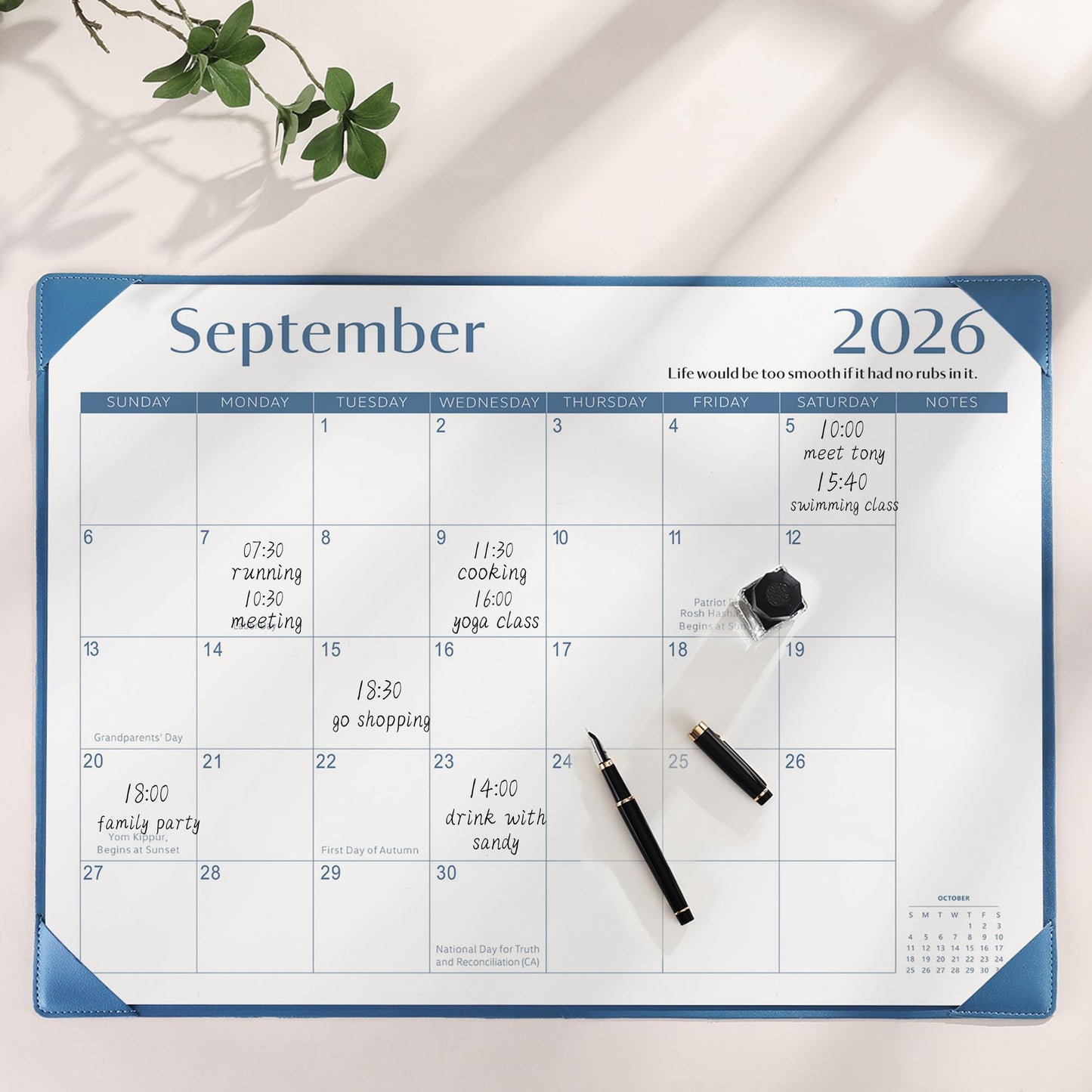 Gannyfer Desk Calendar 2026-2027 with Desktop Mat, Simplified Large 22" x 17" Desktop Pad Calendar, 18 Month Desk Calendar 2026, Use Now to Jun 2027, Office Supplies Perfect for Home School and Office - Blue