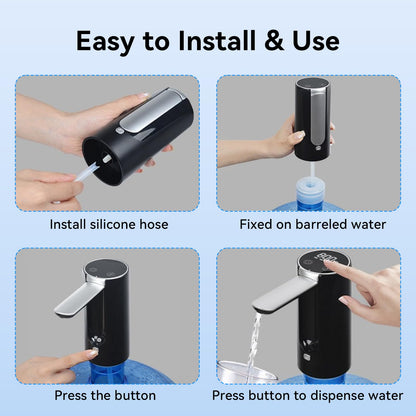 Water Dispenser for 5 Gallon Bottle, Portable Electric Water Pump, 4 Dispense Modes, Foldable Spout, USB Changing, Water Jug Pump for Home, Office, Camping