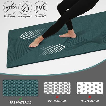 ILILI Yoga Mat, 72x25×0.3 Inch, TPE Exercise Mat, Odorless & Tear-Resistant, with Strap, Ideal for Yoga, Pilates, Home Workouts, Stretching & All Fitness Routines (Dark Green)